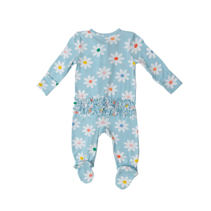 Bamboo Zipper Footie | Daisy Faces