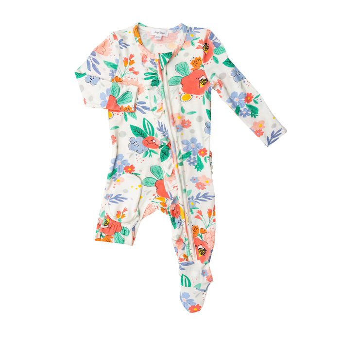 Bamboo Zipper Footie | Floral Posy