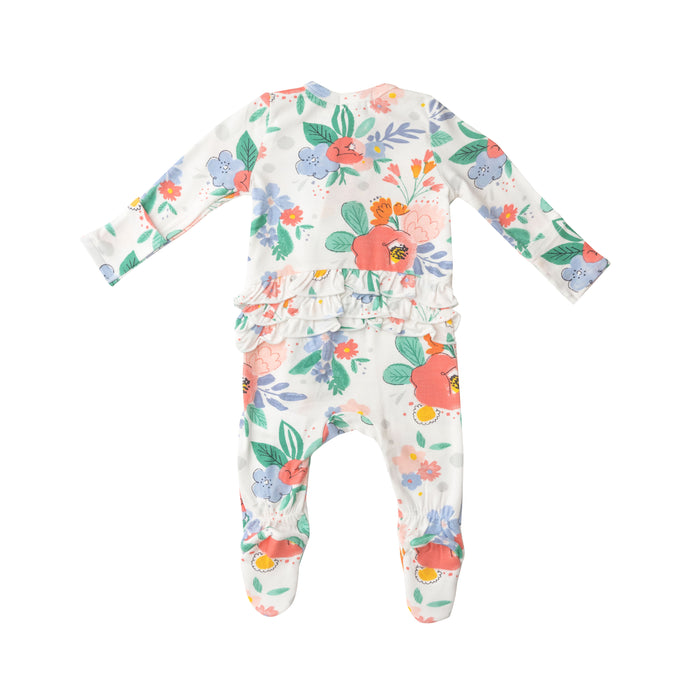 Bamboo Zipper Footie | Floral Posy