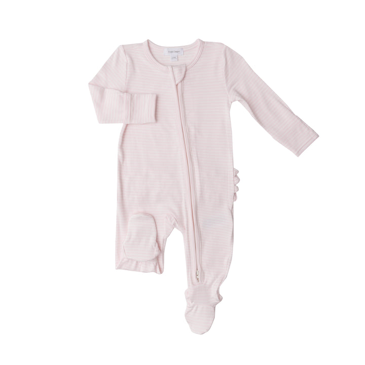 Bamboo Zipper Footie | Pink Stripe