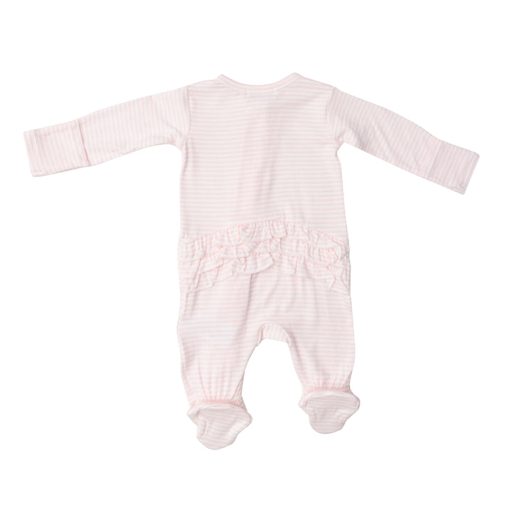 Bamboo Zipper Footie | Pink Stripe