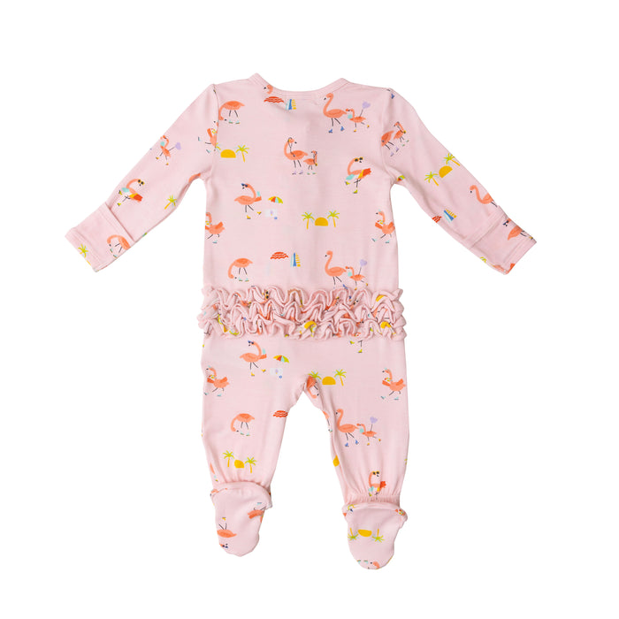 Bamboo Zipper Footie | Boardwalk Flamingos