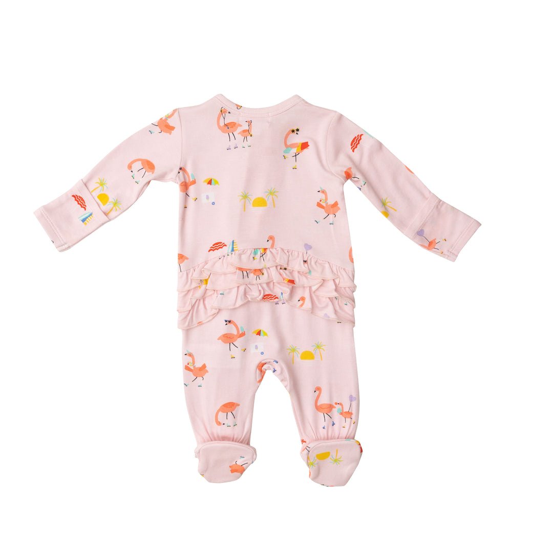 Bamboo Zipper Footie | Boardwalk Flamingos