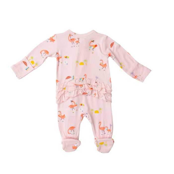 Bamboo Zipper Footie | Boardwalk Flamingos