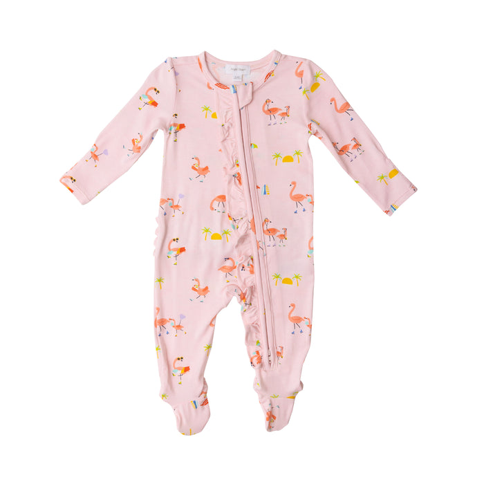 Bamboo Zipper Footie | Boardwalk Flamingos