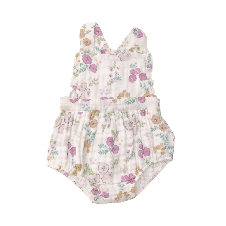 Muslin Ruffle Bib Sunsuit | Dreamy Meadow Floral