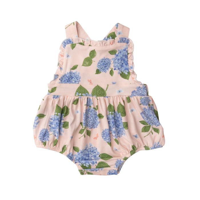 Bamboo Ruffle Bib Sunsuit | Hydrangea