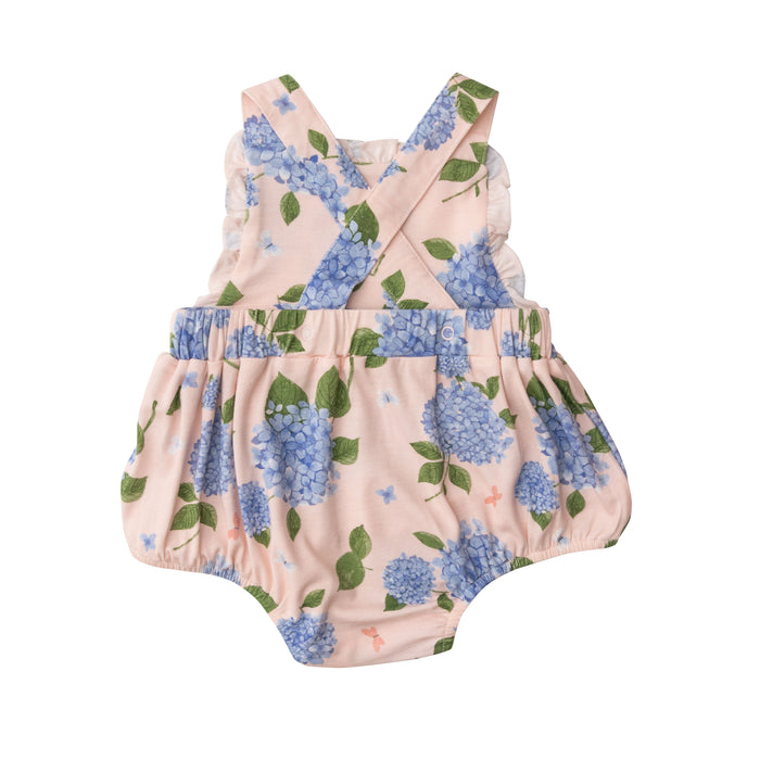 Bamboo Ruffle Bib Sunsuit | Hydrangea