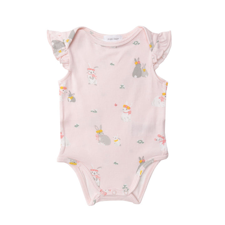 Bamboo Ruffle Bodysuit | Pink Bunny