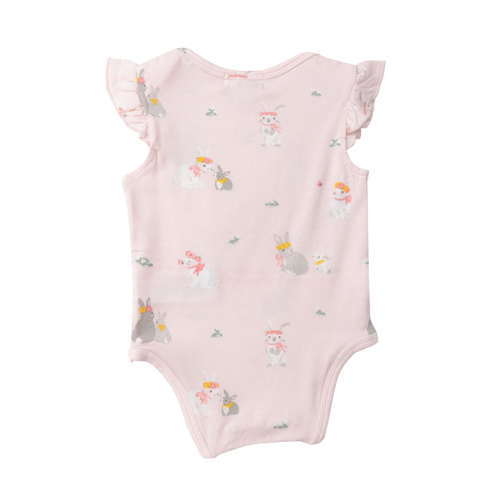 Bamboo Ruffle Bodysuit | Pink Bunny