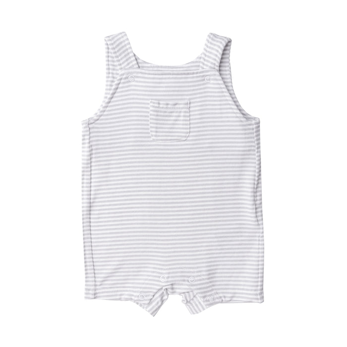 Bamboo Overall Shortie | Grey Stripe