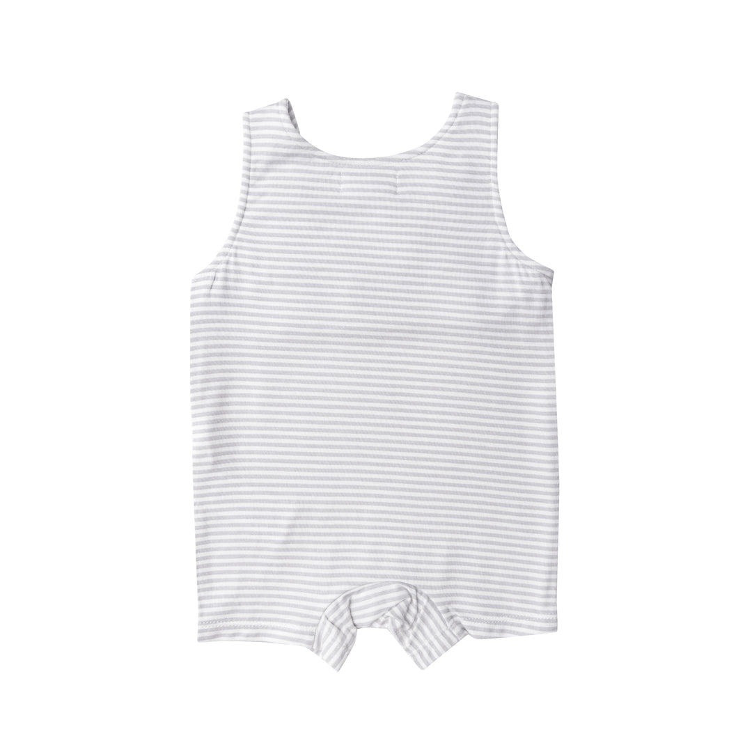 Bamboo Overall Shortie | Grey Stripe