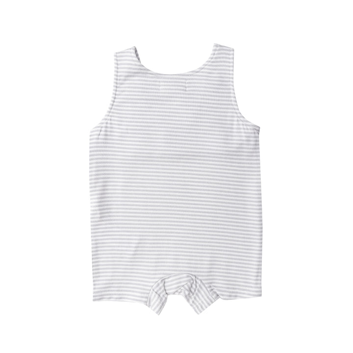 Bamboo Overall Shortie | Grey Stripe