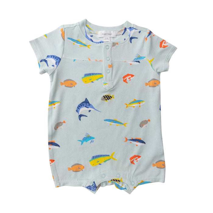 Bamboo Henley Shortall | Blue Tropical Fish