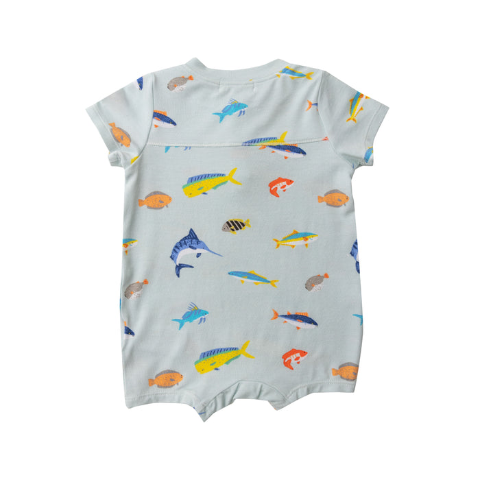 Bamboo Henley Shortall | Blue Tropical Fish