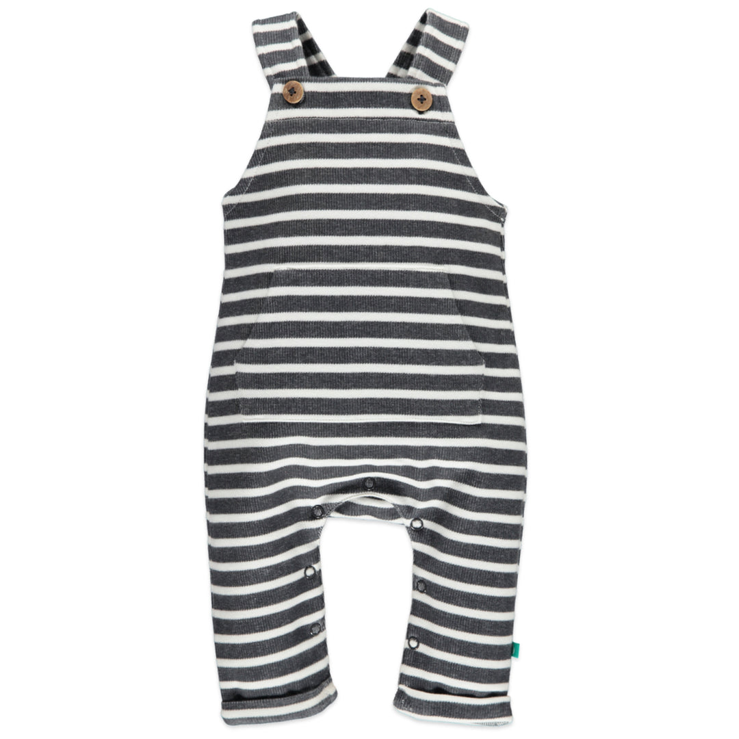 Baby Boy Striped Coverall - Dark Grey