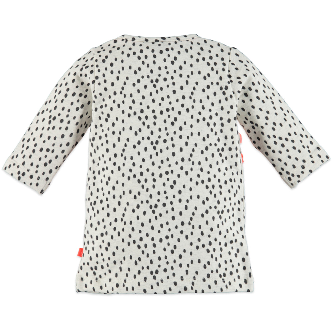 Baby Girls Black Dotted Dress with  Neon Orange