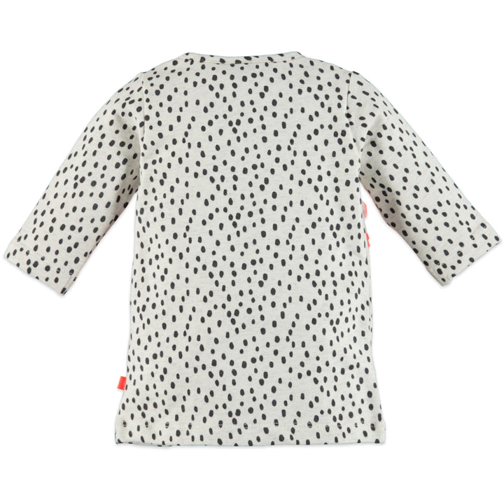 Baby Girls Black Dotted Dress with  Neon Orange