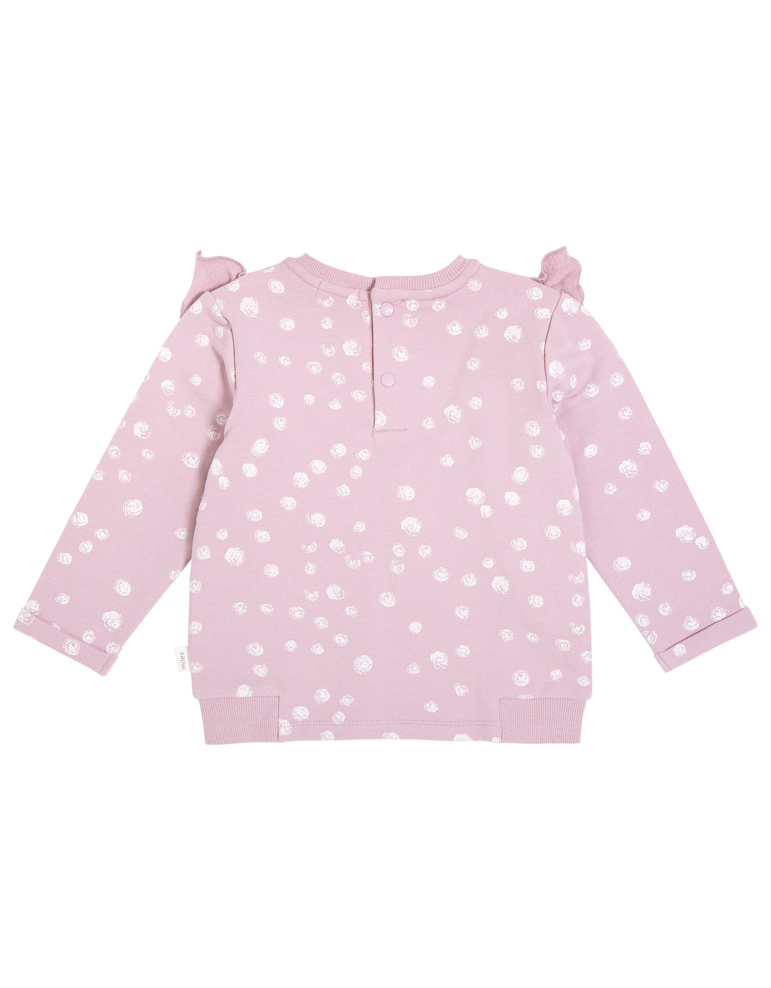 Lavender Ruffle Sweatshirt with White Dots