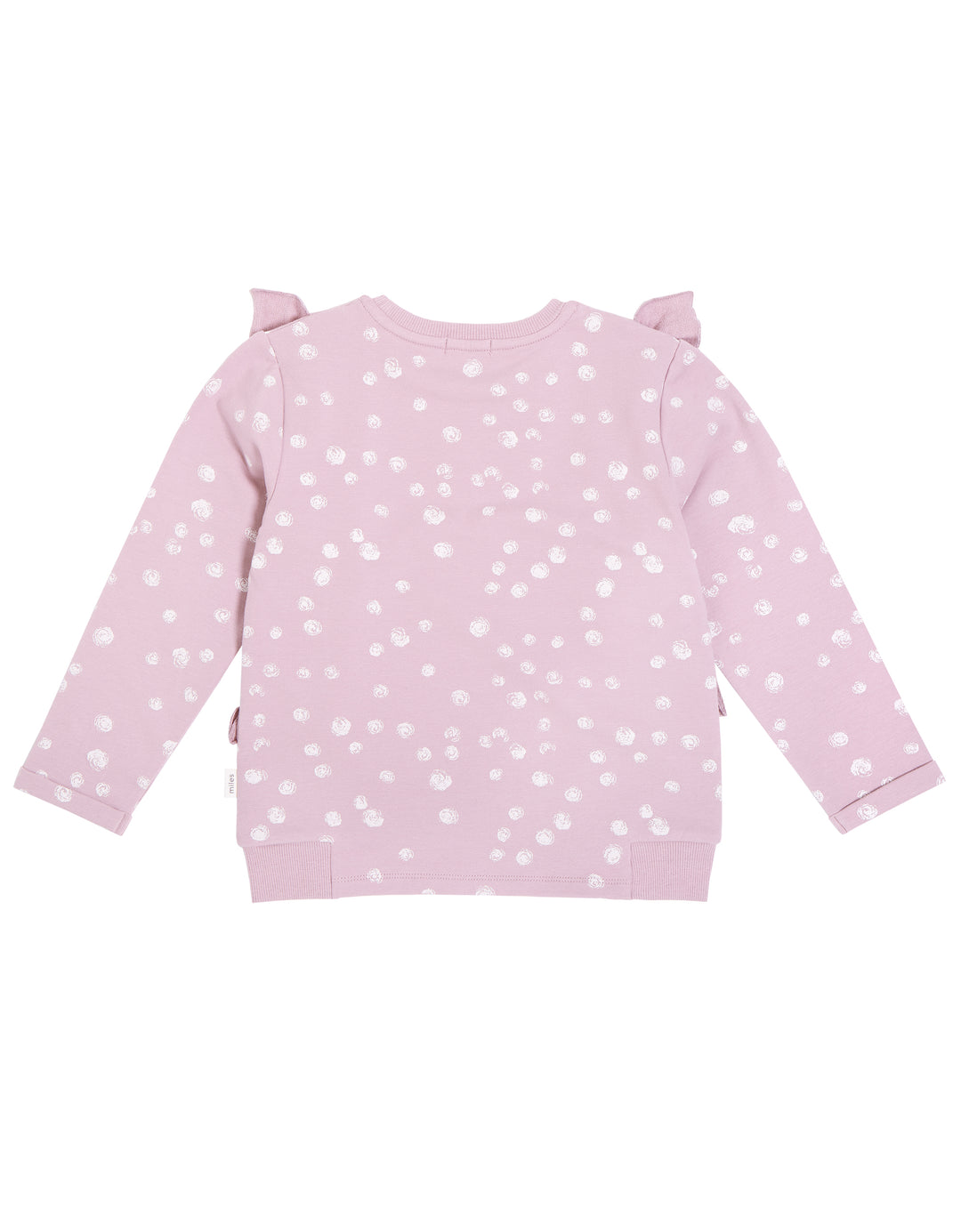 Lavender Ruffle Sweatshirt with White Dots