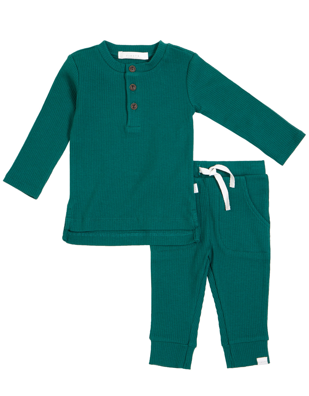 Forest Green Henley Top with Organic Cotton