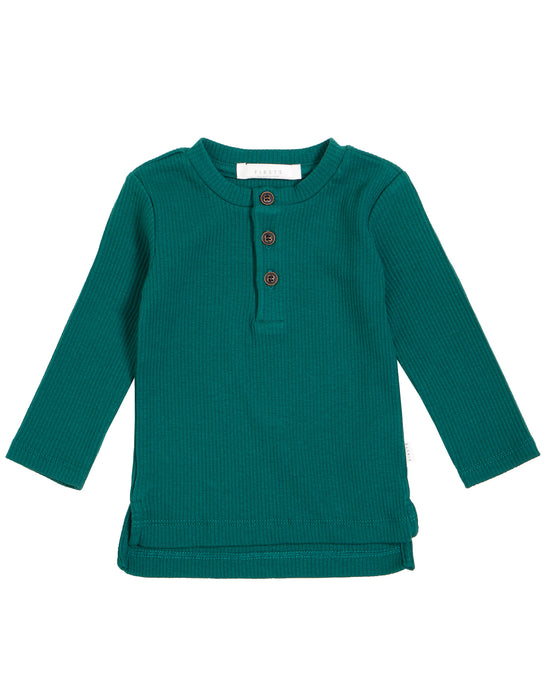 Forest Green Henley Top with Organic Cotton