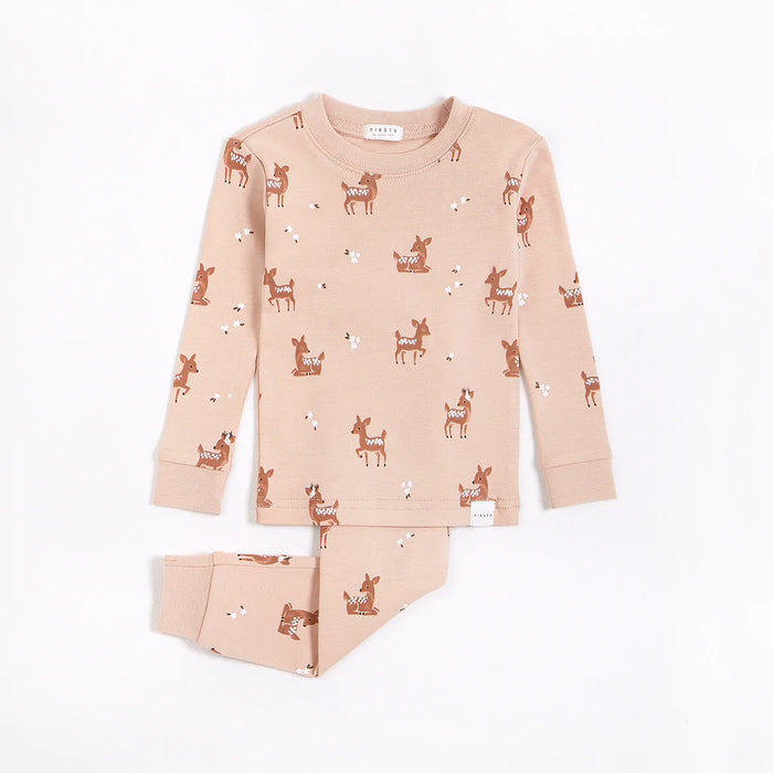 Barely Pink Infant PJ Set | Fawn Print