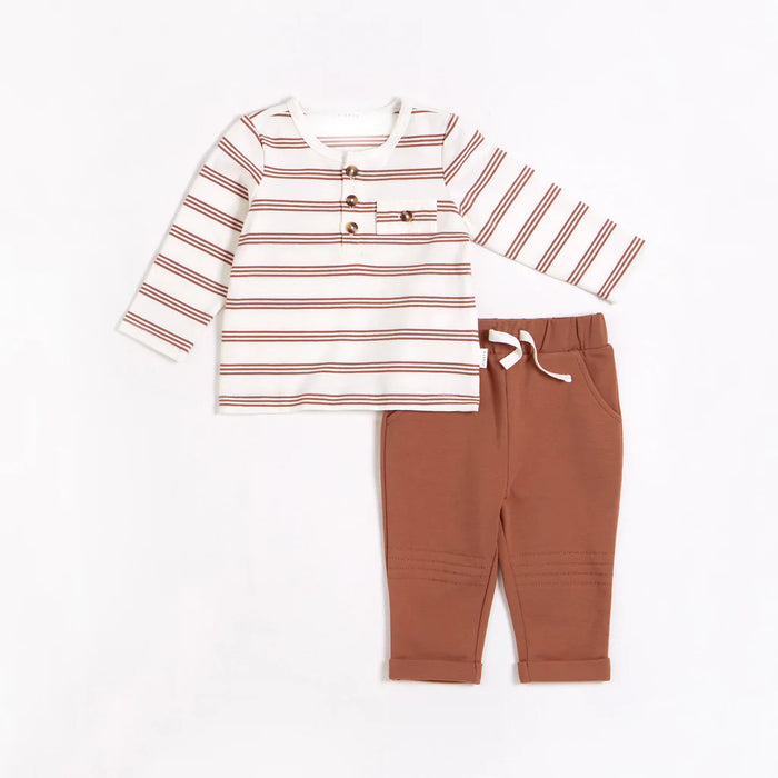 Henley Outfit Set | Red Rock Striped