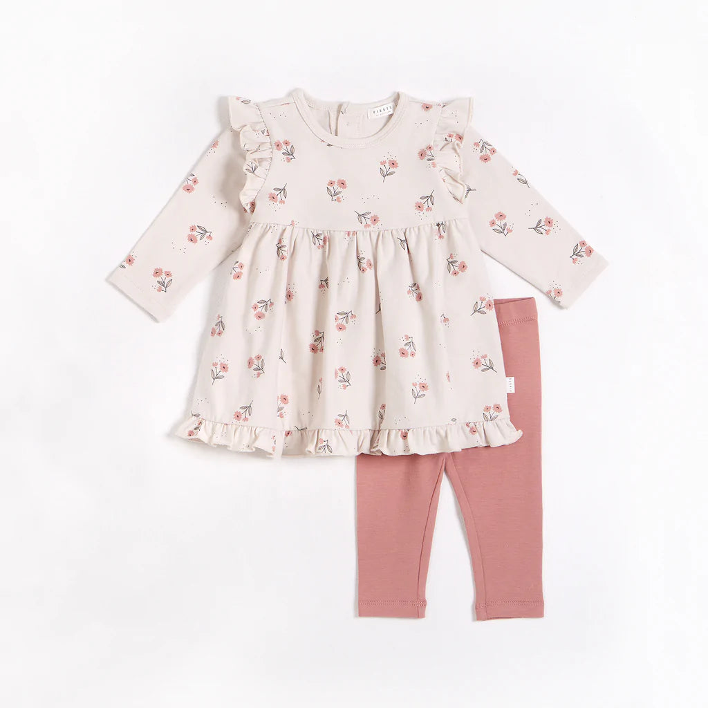 Crème Jersey Dress Set | Floral Print