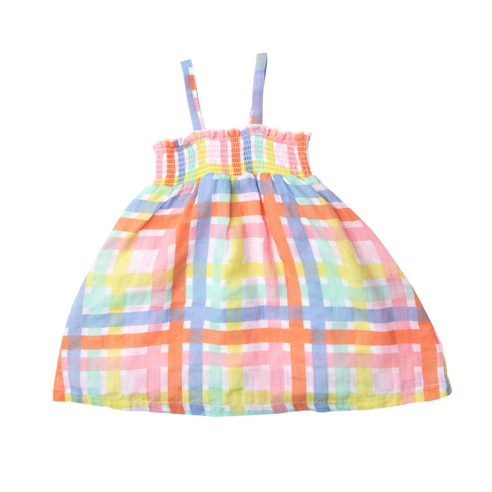 Muslin Tube Dress | Multicolor Plaid