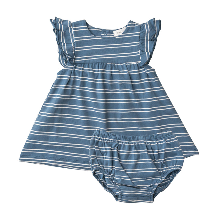 Organic Cotton Dress | Blue Seashore Stripe