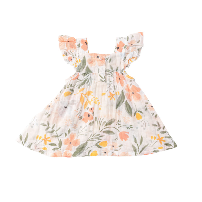 Muslin Pinafore Top & High Waisted Diaper Cover | Pretty Garden