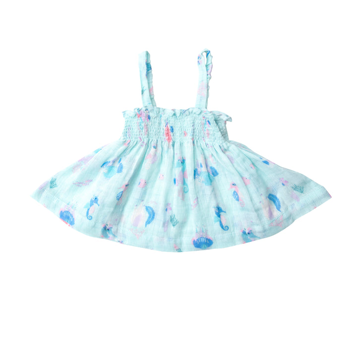 Muslin Smocked Top & Diaper Cover | Magical Seahorse