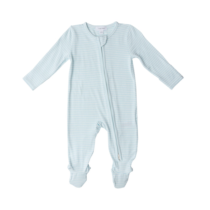 Bamboo Zipper Footie | Blue Stripe