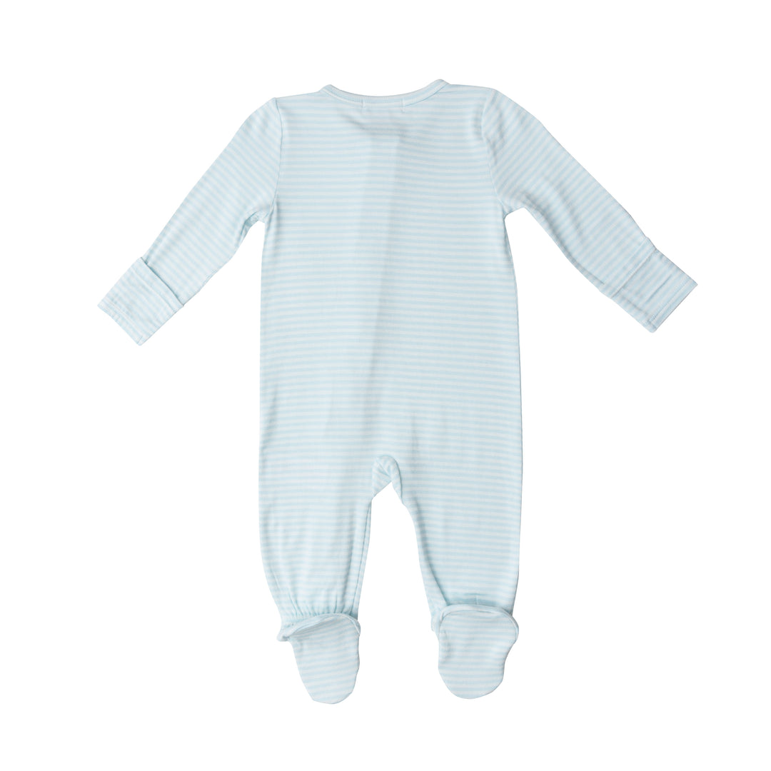 Bamboo Zipper Footie | Blue Stripe