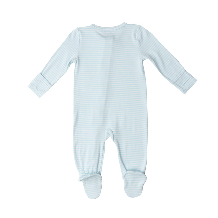 Bamboo Zipper Footie | Blue Stripe