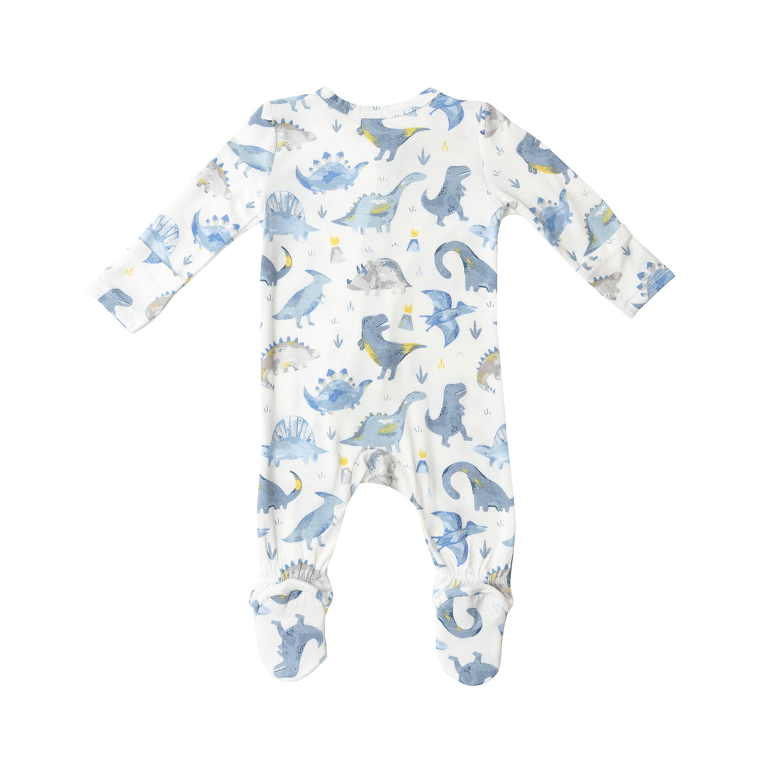Bamboo Zipper Footie | Blue Dinos