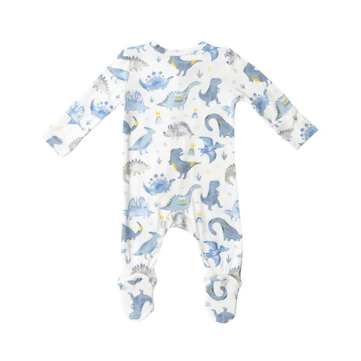 Bamboo Zipper Footie | Blue Dinos