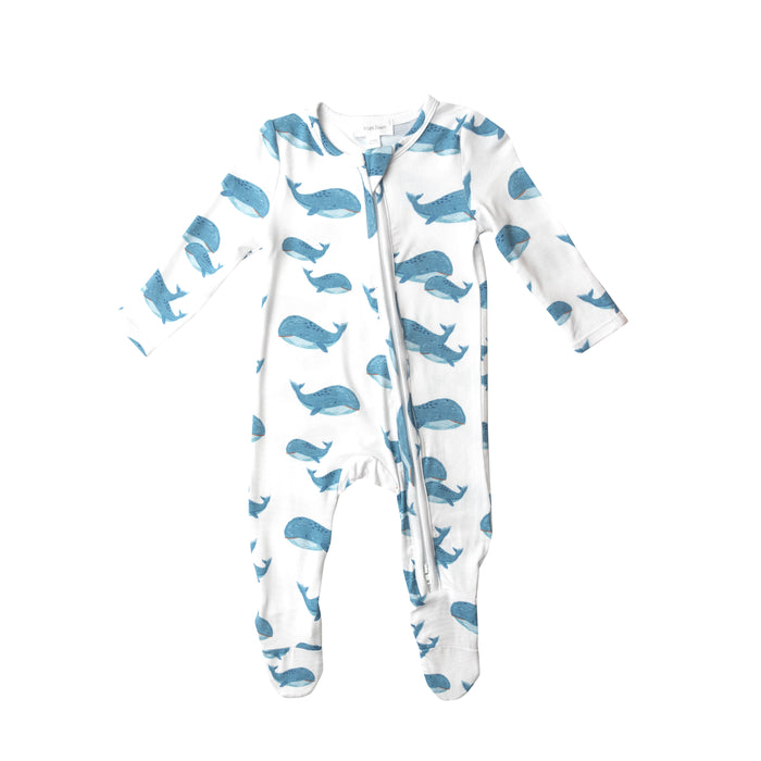 Bamboo Zipper Footie | Blue Whale
