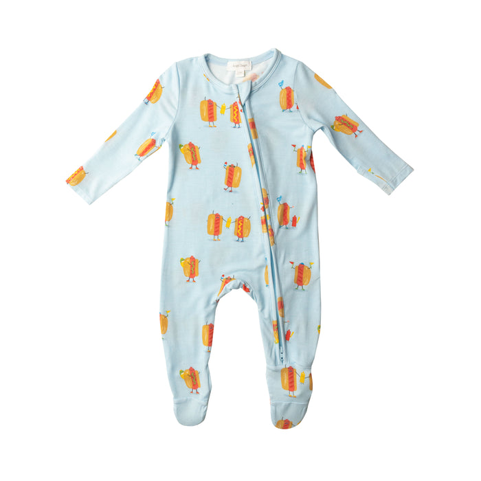 Bamboo Zipper Footie | Hotdogs