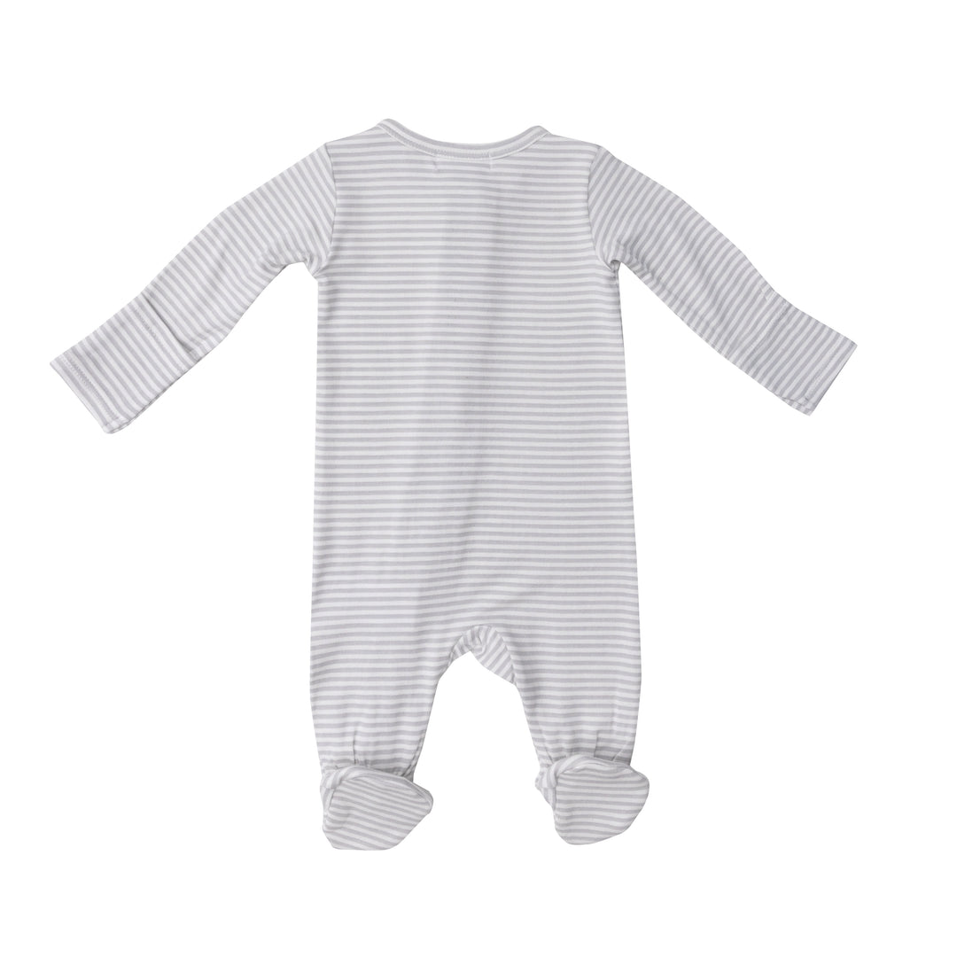 Bamboo Zipper Footie | Grey Stripe