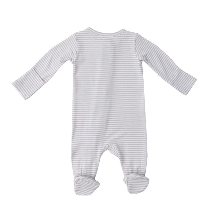 Bamboo Zipper Footie | Grey Stripe