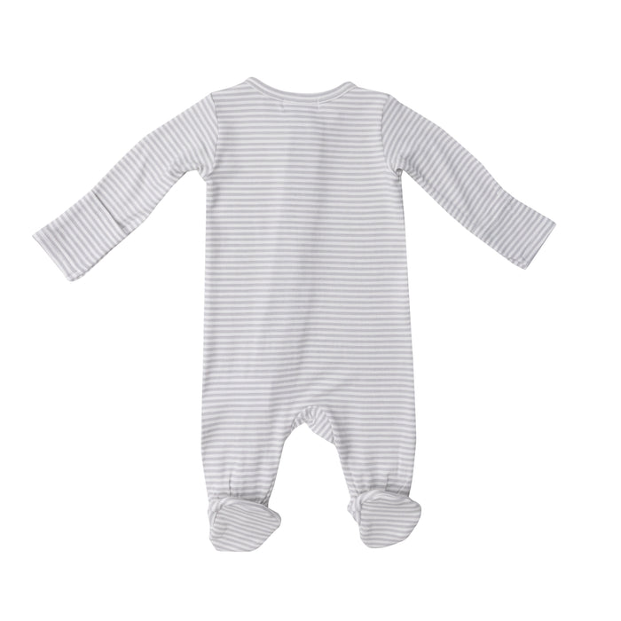 Bamboo Zipper Footie | Grey Stripe