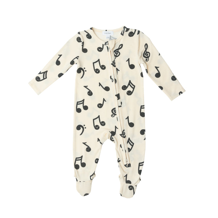 Bamboo Zipper Footie | Music Notes