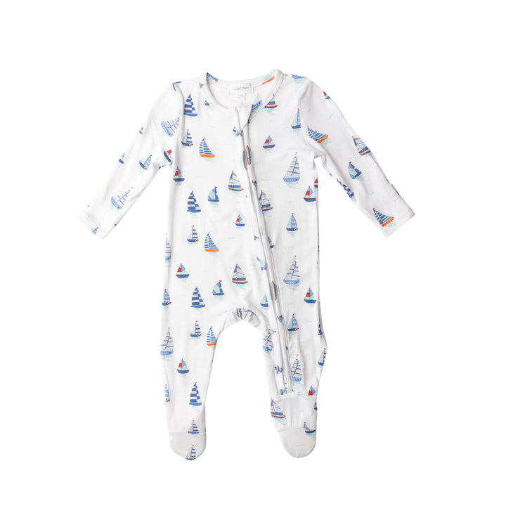 Bamboo Zipper Footie | Nautical Boats