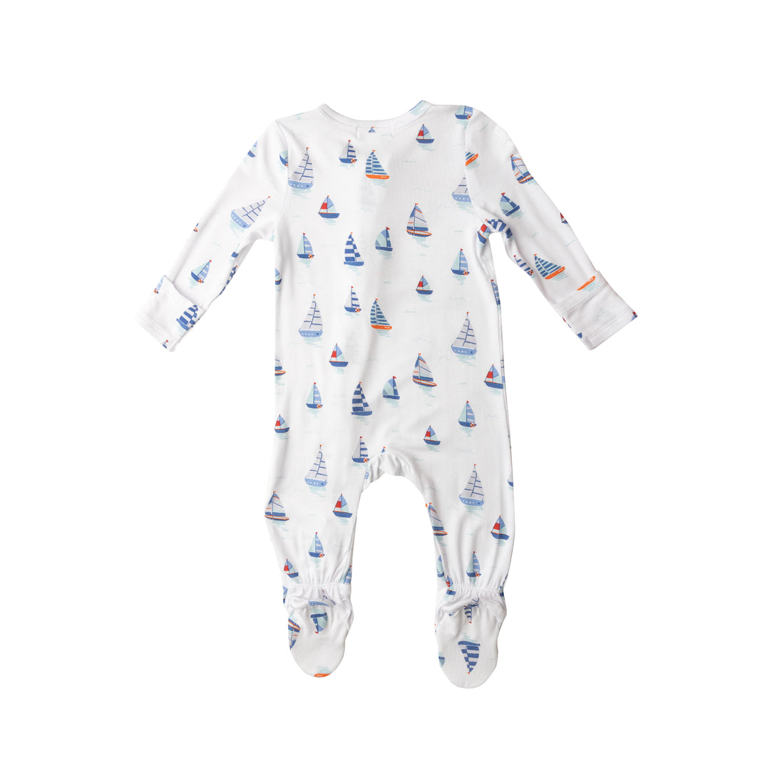 Bamboo Zipper Footie | Nautical Boats