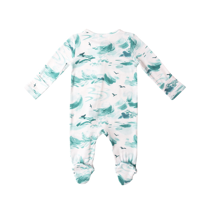Bamboo Zipper Footie | Ocean Waves