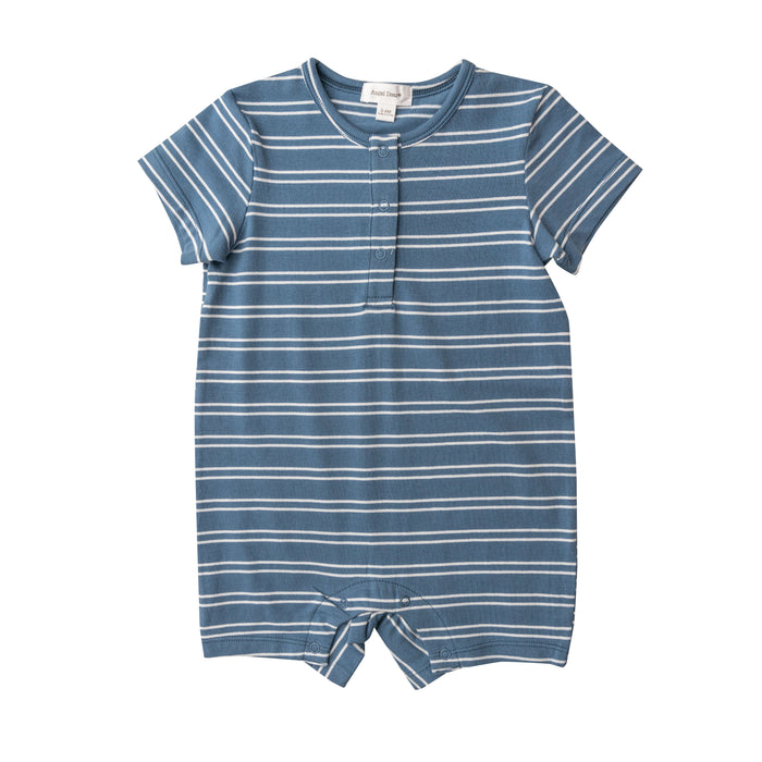 Organic Cotton Henley Shortall | Blue Seashore Stripe