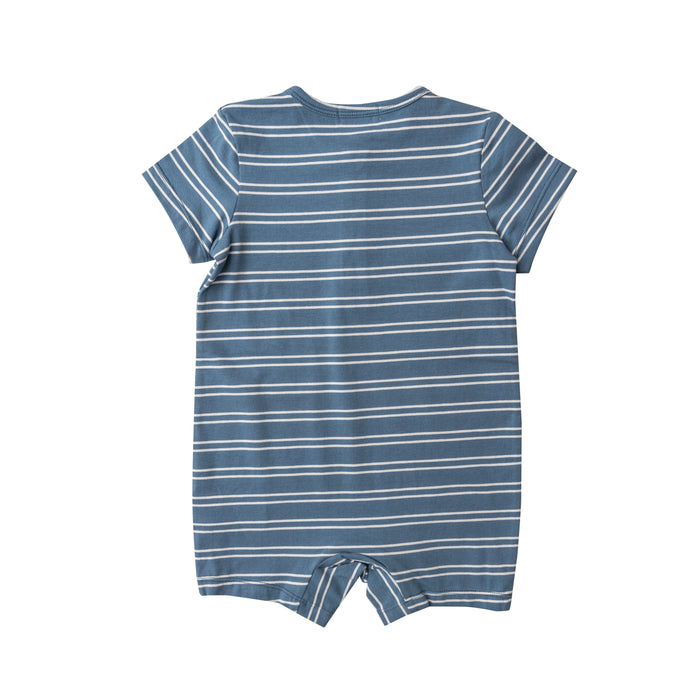 Organic Cotton Henley Shortall | Blue Seashore Stripe