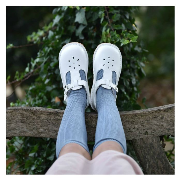 White Joy Classic Leather T-Strap Mary Jane (751)